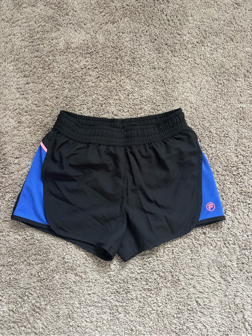 🌸3 for $10🌸 Fila Black Athletic Shorts with Blue Panels & Pink Trim